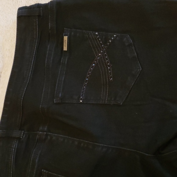So Slimming by Chico's Black Wide Leg Jeans with sparkly pocket details - Picture 3 of 11
